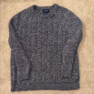 Lands' End Drifter Charcoal and Black Knit Crew Neck Sweater